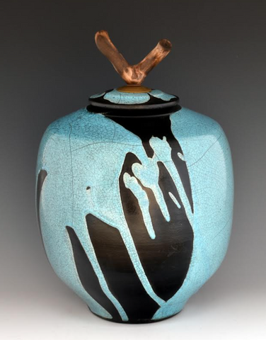 Blue Raku Style Individual Style Urn