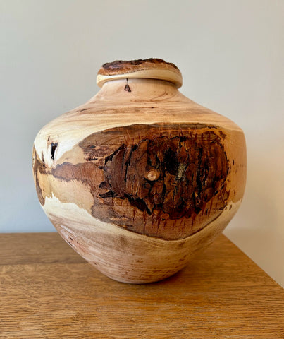 Rustic Pecan Wood Individual Size Urn With Screw On Lid