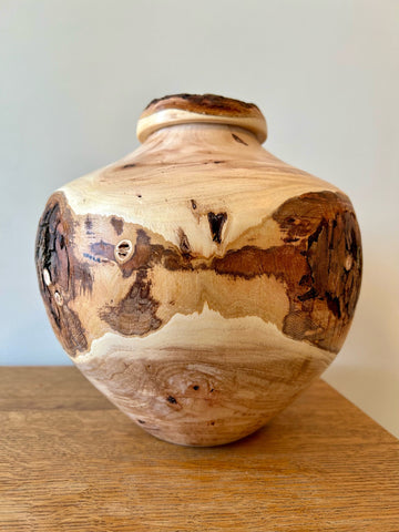 Rustic Pecan Wood Individual Size Urn With Screw On Lid