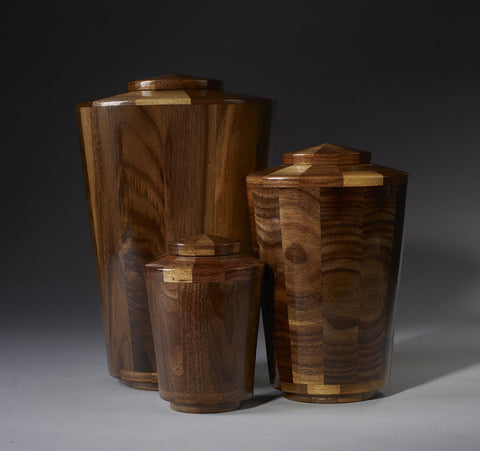 Handmade Black Walnut Segmented Cremation Funeral Wooden Urn