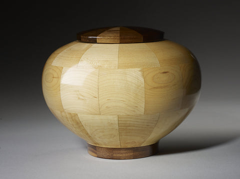Handmade Maple and Black Walnut Segmented Memorial Wooden Cremation Urn