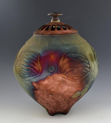 Stormy Sands Raku Style Companion Urn