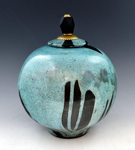 Turquoise Raku Style Individual Style Urn