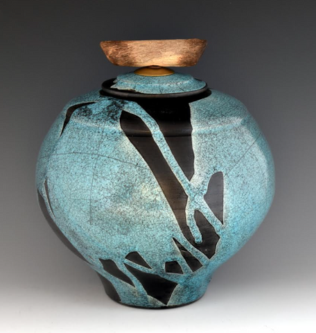 Blue Raku Style Individual Style Urn