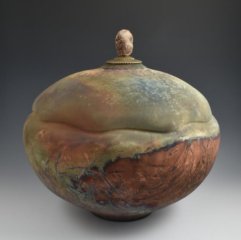 Endless River Raku Style Companion Urn