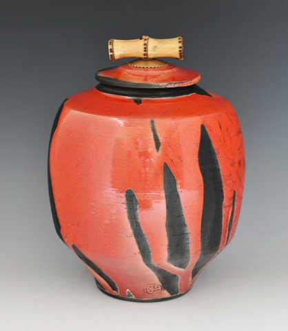 Poppy Memory Raku Style Small Urn