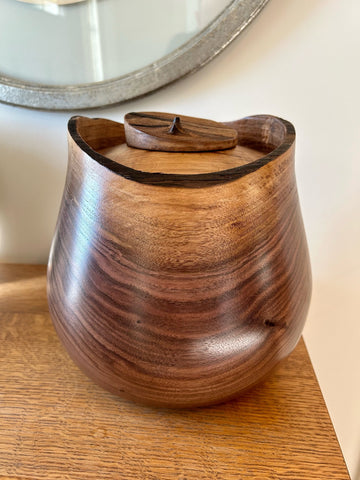 Natural Edge Walnut Individual Size Urn With Screw On Lid
