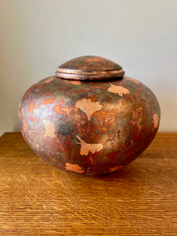 Patina Copper Leaf Individual Size Urn With Screw On Lid