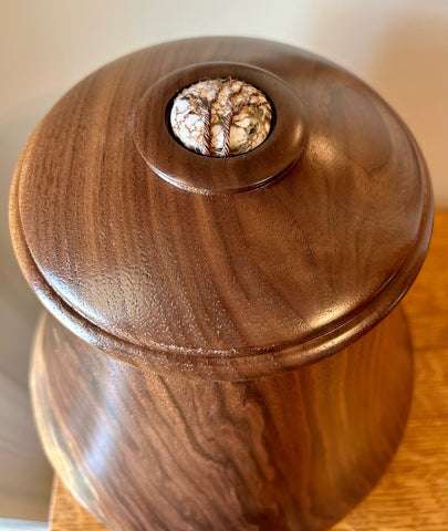 Walnut Individual Size Urn With Screw On Lid