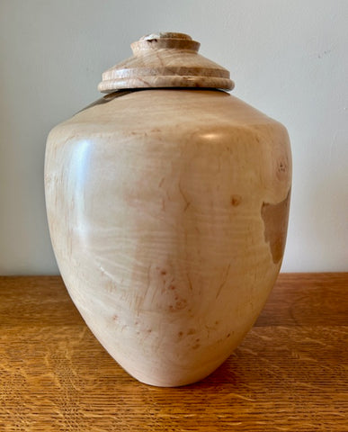Curly Maple Urn With Screw On Lid