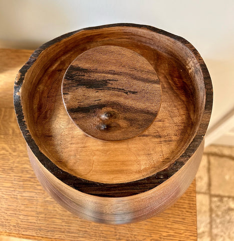 Natural Edge Walnut Individual Size Urn With Screw On Lid