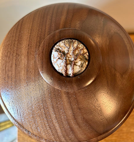 Walnut Individual Size Urn With Screw On Lid