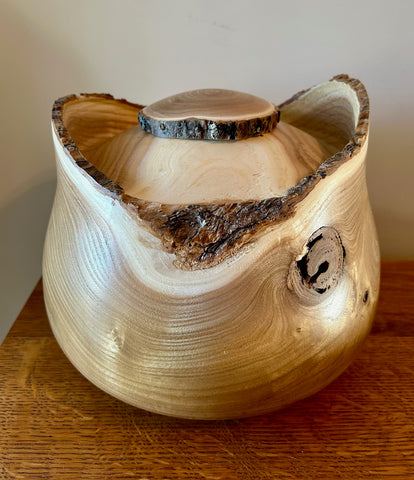 Catalpa Bark Edge Individual Size Urn With Screw On Lid