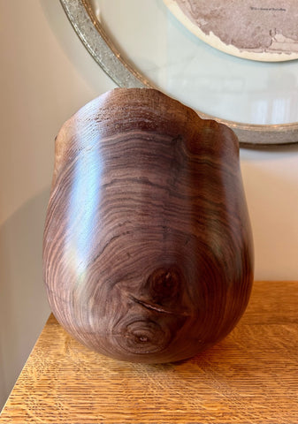 Natural Edge Walnut Individual Size Urn With Screw On Lid