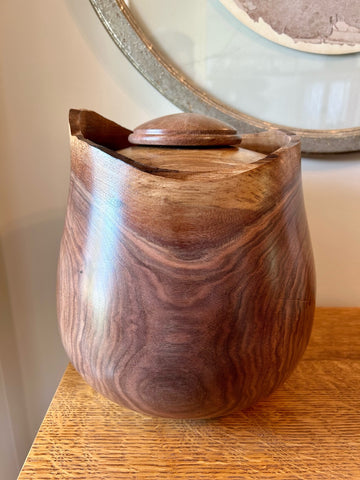 Natural Edge Walnut Individual Size Urn With Screw On Lid