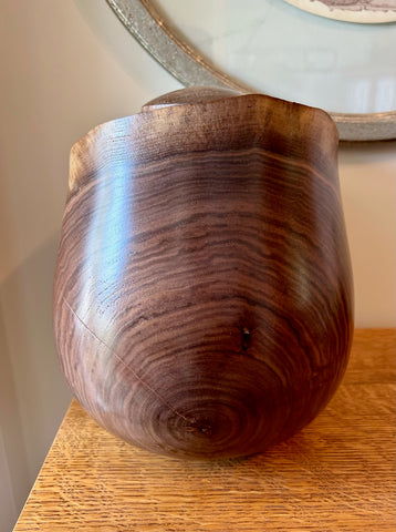 Natural Edge Walnut Individual Size Urn With Screw On Lid