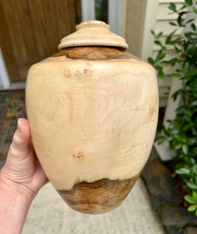 Curly Maple Urn With Screw On Lid