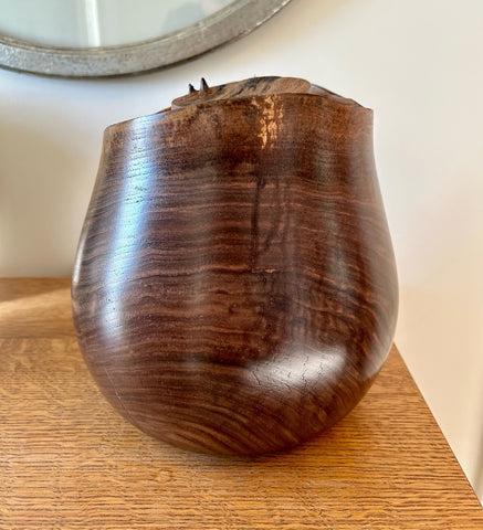 Natural Edge Walnut Individual Size Urn With Screw On Lid