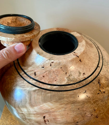 Maple Burl Individual Size Urn With Screw On Lid