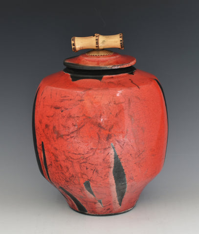Poppy Memory Raku Style Small Urn