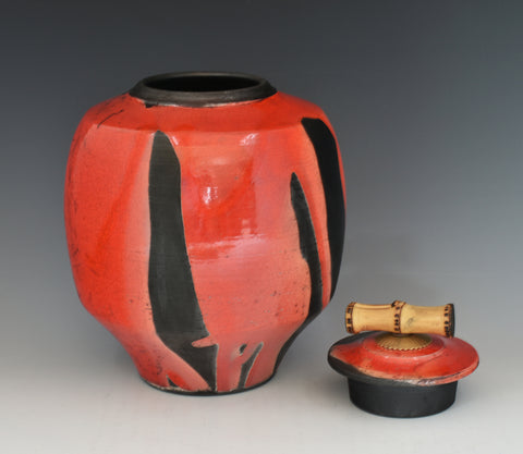 Poppy Memory Raku Style Small Urn