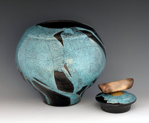 Blue Raku Style Individual Style Urn