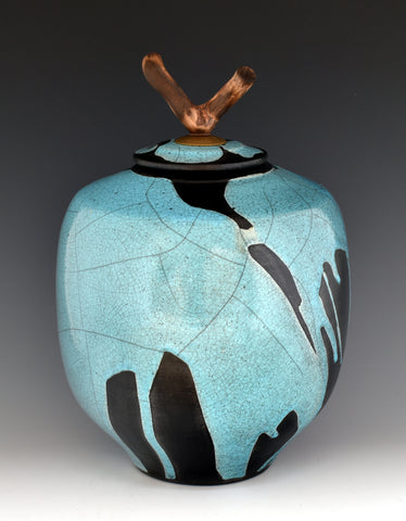Blue Raku Style Individual Style Urn
