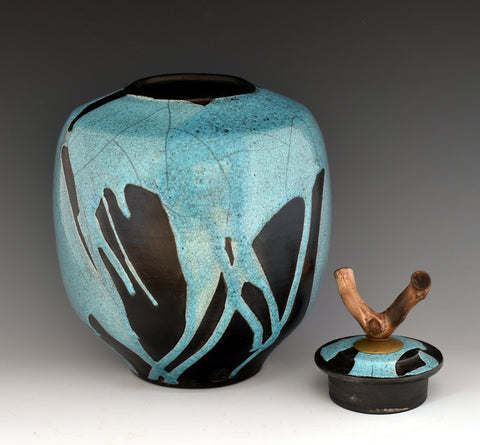 Blue Raku Style Individual Style Urn