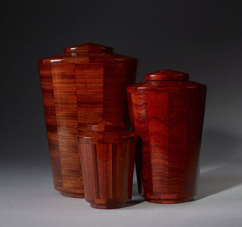Handmade Padauk Segmented Cremation Funeral Wooden Urns