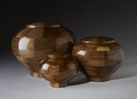 Handmade Black Walnut Segmented Memorial Cremation Wooden Urns