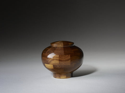 Handmade Black Walnut Segmented Memorial Cremation Wooden Urn