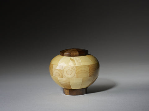 Handmade Maple and Black Walnut Segmented Memorial Wooden Cremation Urn