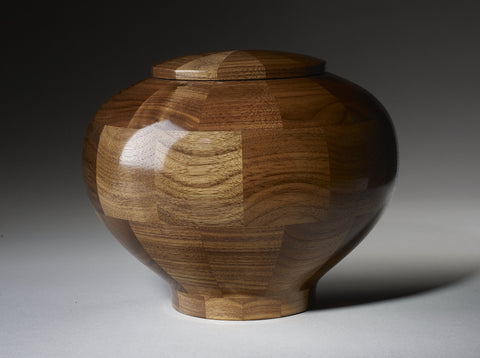 Handmade Black Walnut Segmented Memorial Cremation Wooden Urn