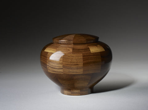 Handmade Black Walnut Segmented Memorial Cremation Wooden Urn